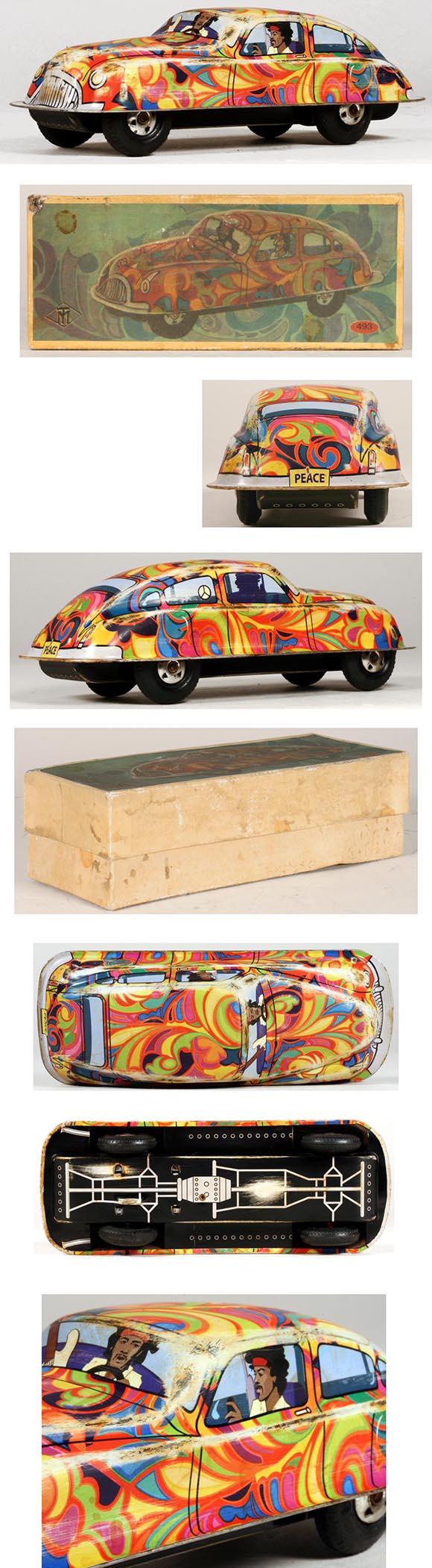 c.1968 Masudaya (?), Jimi Hendrix Psychedelic Car in Original Box
